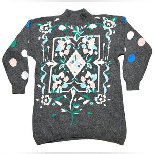 Joye + Fun Vintage Lambswool & Angora Rabbit Hair Sweater Floral & Polka Dots